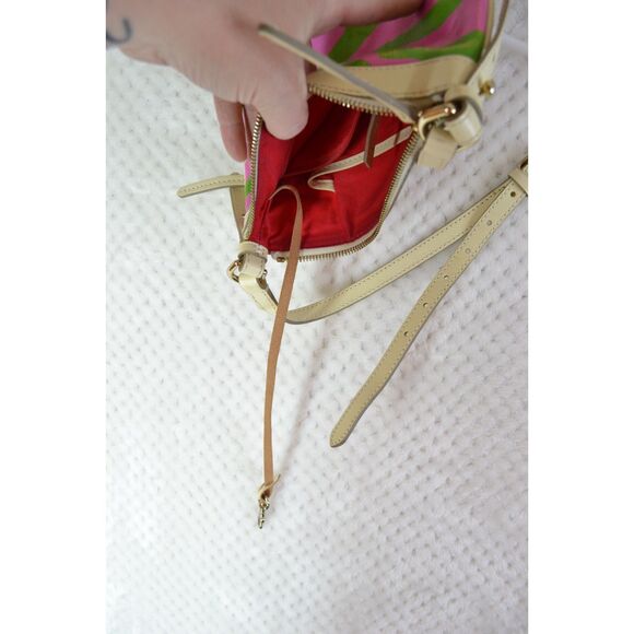 Dooney & Bourke Pink Green Zebra Leather Suki Crossbody Bag Y2K - Picture 14 of 16